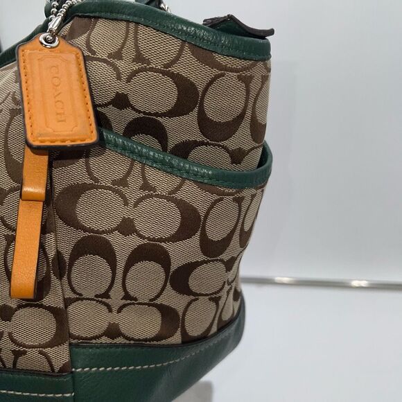Coach Park Signature Carrie Tote Bag - Large Green with All original tags - Picture 5 of 11